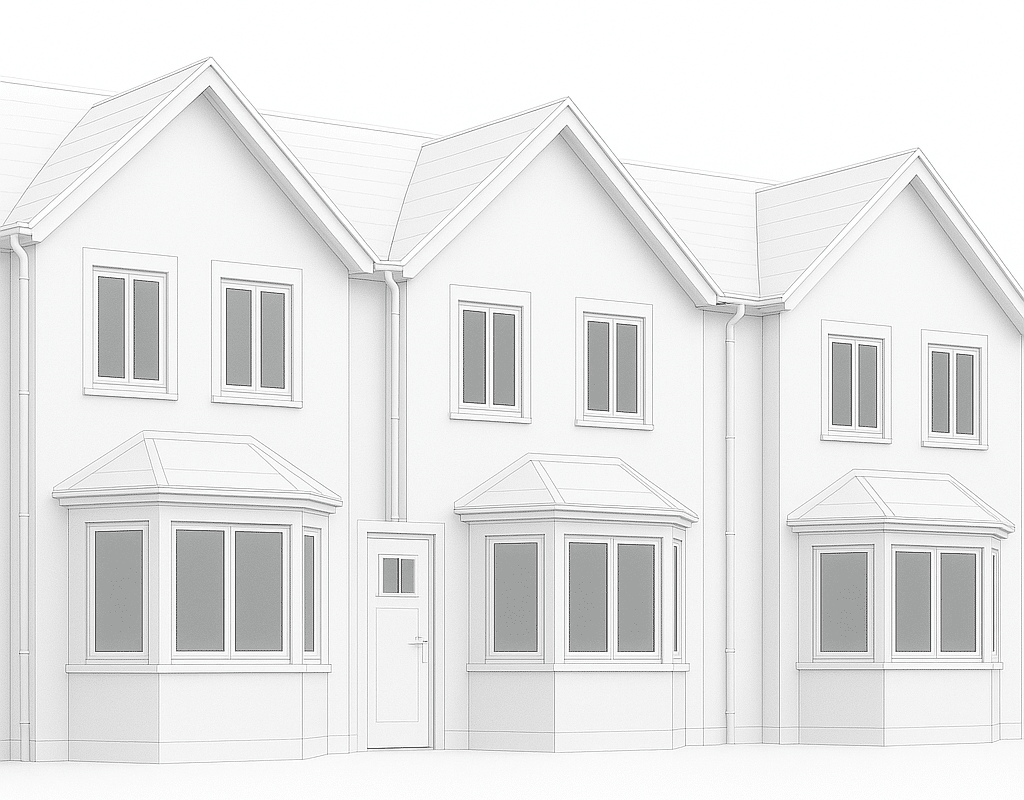 Architectural sketch of a mid terrace residential property