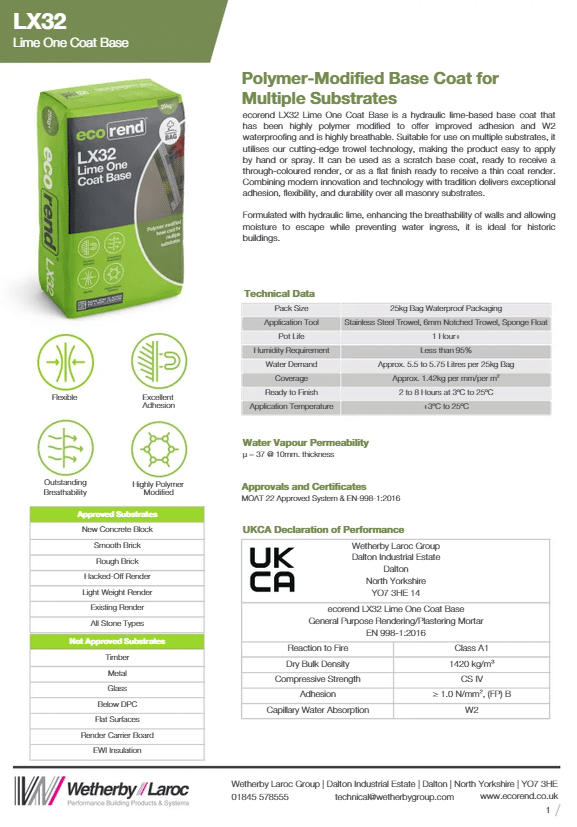 ecorend LX32 Lime One Coat Base TDS