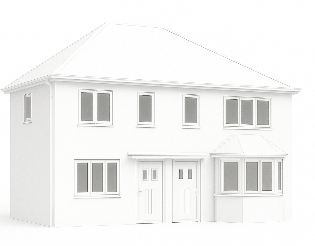 Architectural sketch of a semi-detached residential property