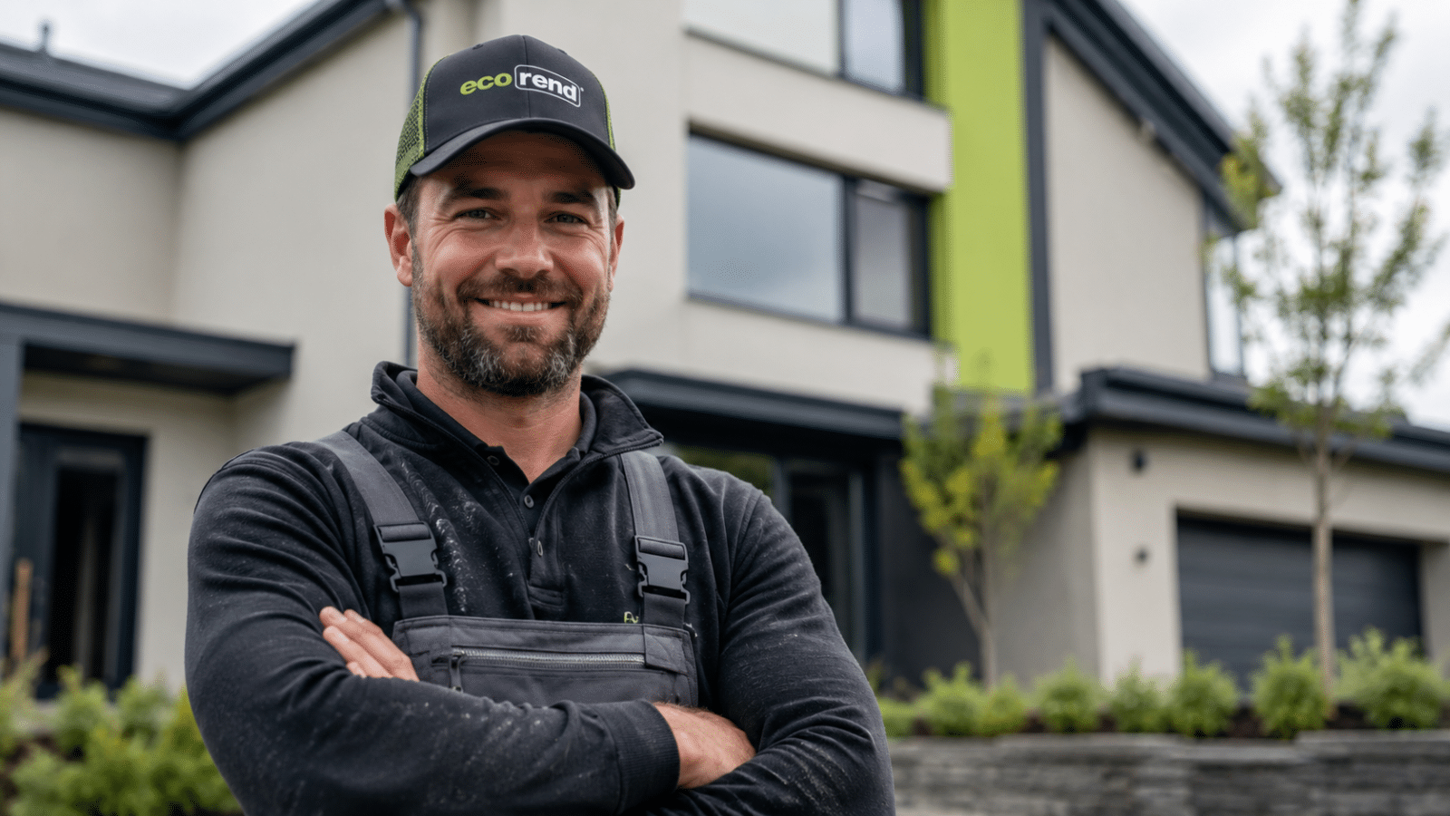 Contractor wearing an ecorend trucker hat
