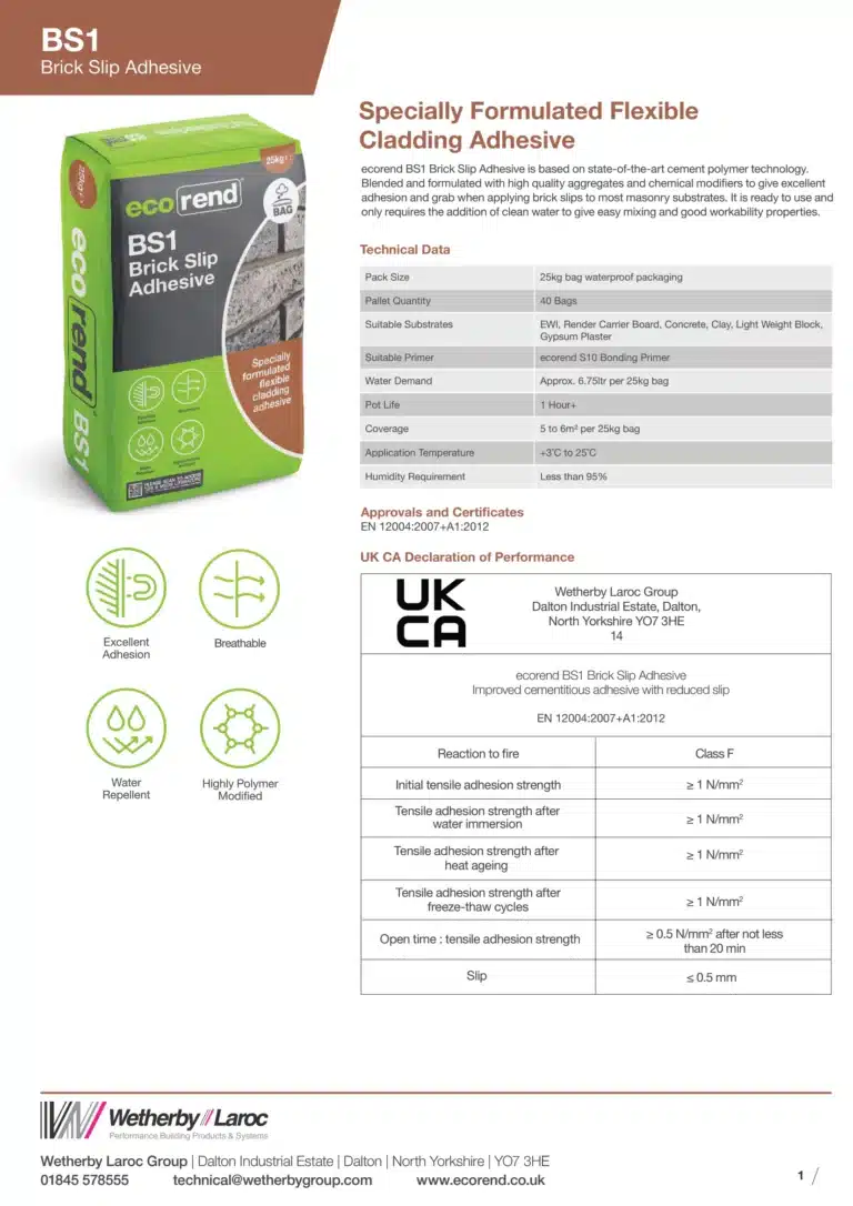 ecorend brick slip technical data sheet