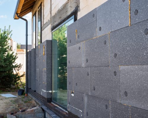 grey ewi insulation on house
