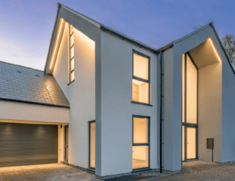 A modern house with external wall insulation (EWI)