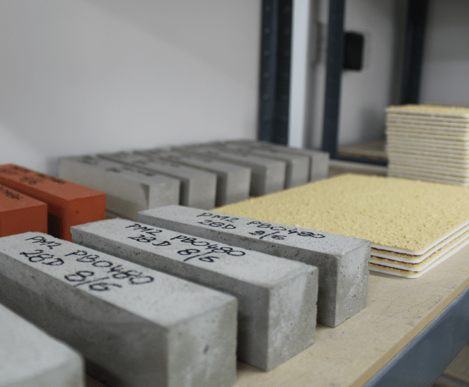 Technical render samples in a lab