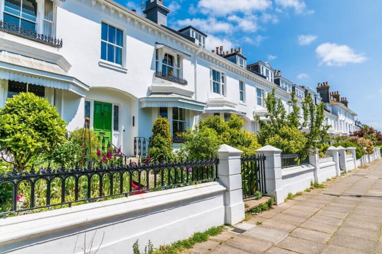 white rendered houses